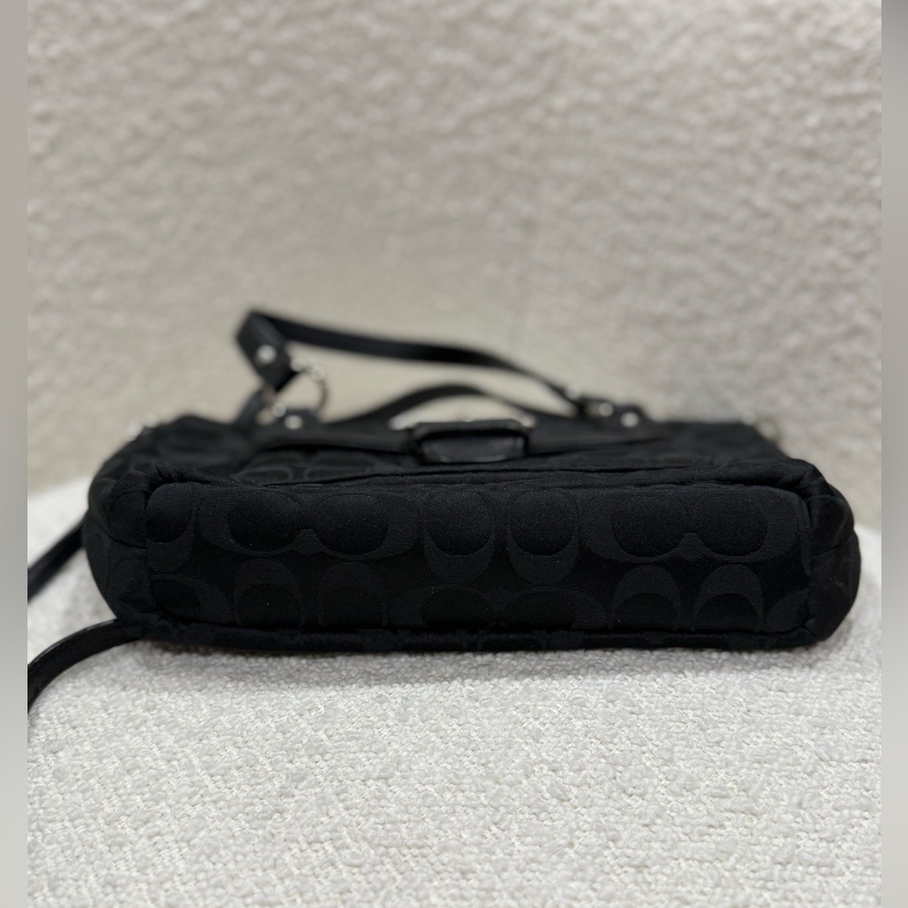 Coach Signature Mini Tote Crossbody Purse silver and black - Picture 7 of 12